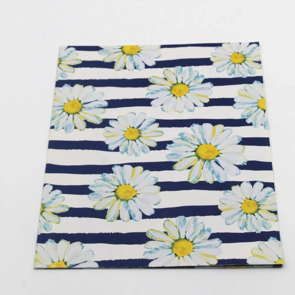 Vintage Blue Stripes With White Daisies Gift Wrapping Paper One Sheet 20